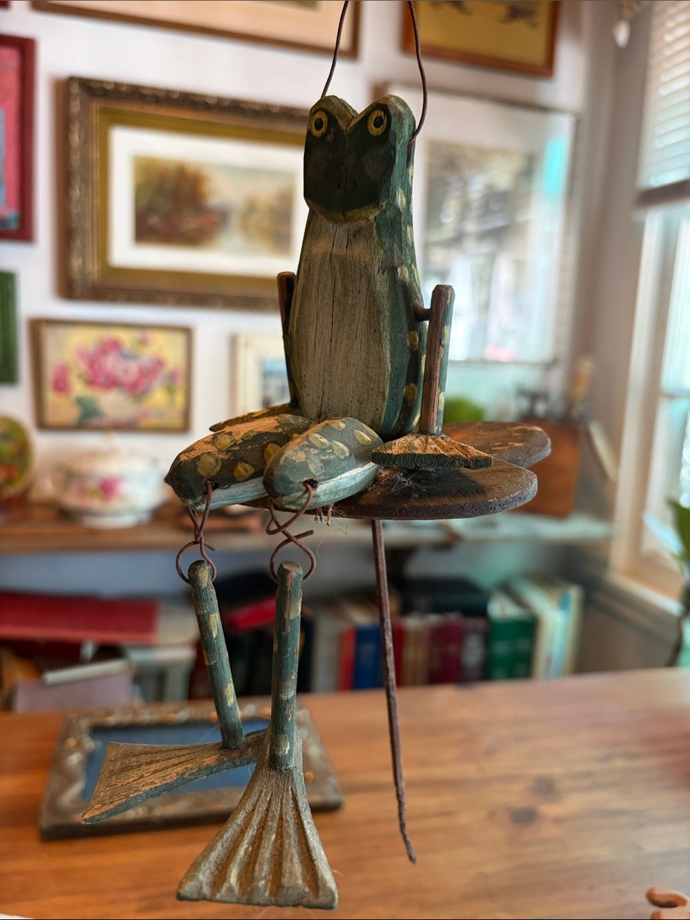 Handcrafted Green Frog Hanging Ornament - Home Art